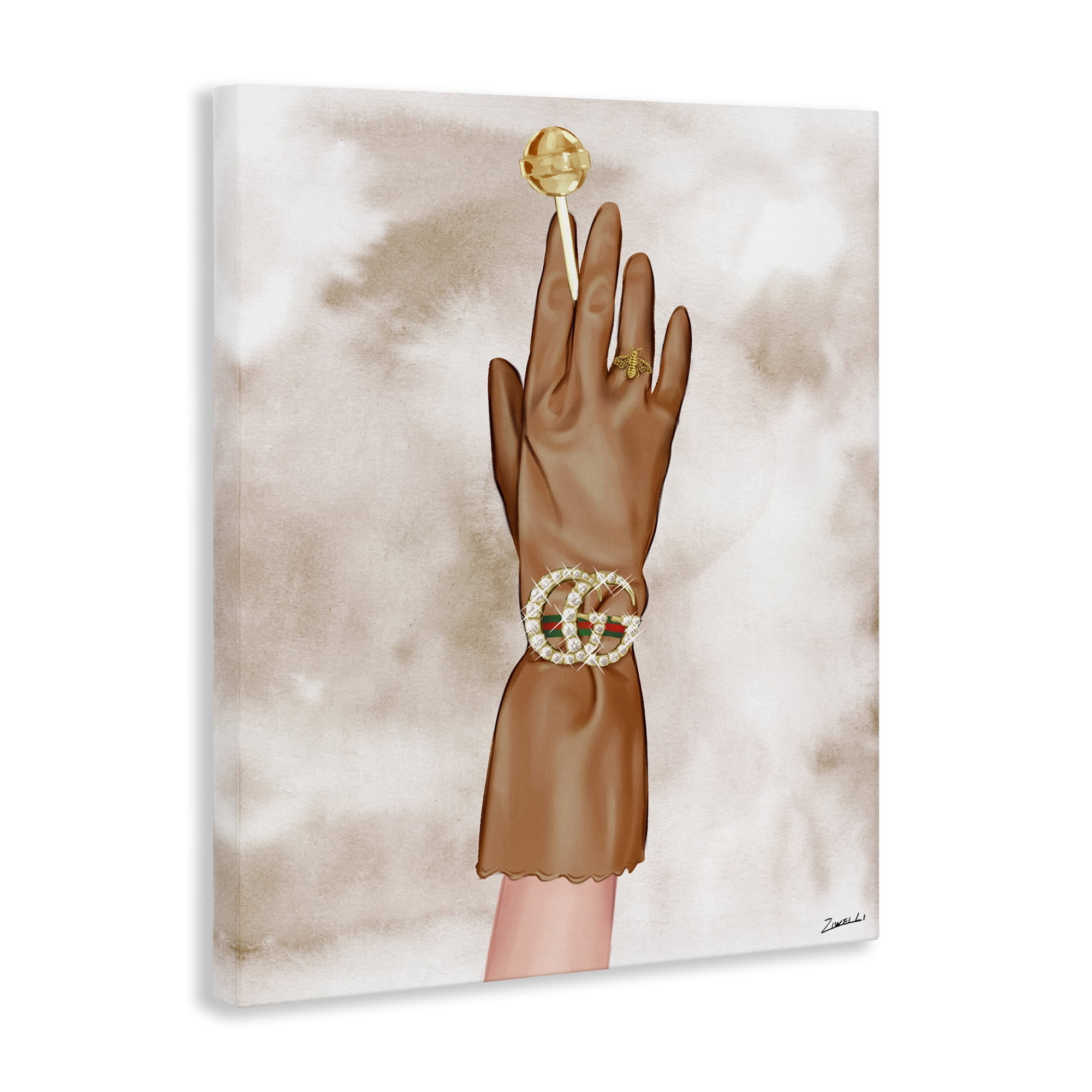 Stupell Industries Tan Glamorous Glove Fashion Painting Wrapped Canvas Art Print Wall Art, 16 x 20
