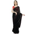 thumbnail image 1 of Atasi Indian Traditional Solid Georgette Saree With Unstitched Blouse, 1 of 7