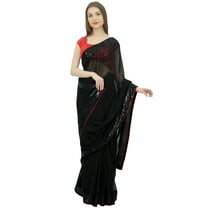 Atasi Indian Traditional Solid Georgette Saree With Unstitched Blouse