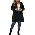 thumbnail image 2 of Agnes Orinda Women's Plus Size Coat Stand Collar Pockets Single Breasted Jacket Fall Winter Coat 3X Black, 2 of 6