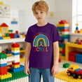 thumbnail image 2 of Gelikeya Kids 100 Days of School Shirt Boys Girls Short Sleeve Cute Cartoon Rainbow Printed T Shirts Summer Outfit Clothes Purple, 8-9 Years, 2 of 8