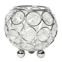 Elegant Designs 3" Elipse Crystal Circular Bowl Candle Holder, Flower Vase, Wedding Centerpiece, Chrome