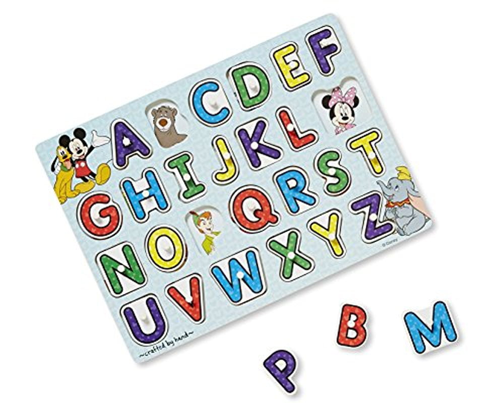 Melissa & Doug Disney Classics Alphabet Wooden Peg Puzzle (26 pcs