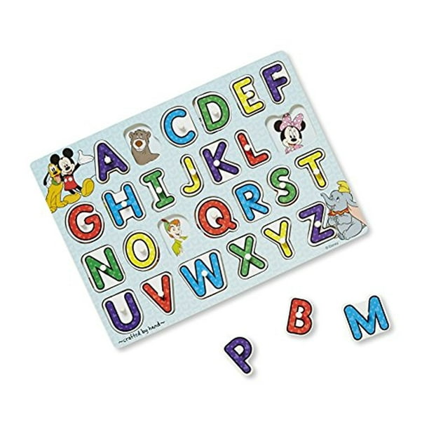 Melissa Doug Disney Classics Alphabet Wooden Peg Puzzle 26 Pcs Walmart Com