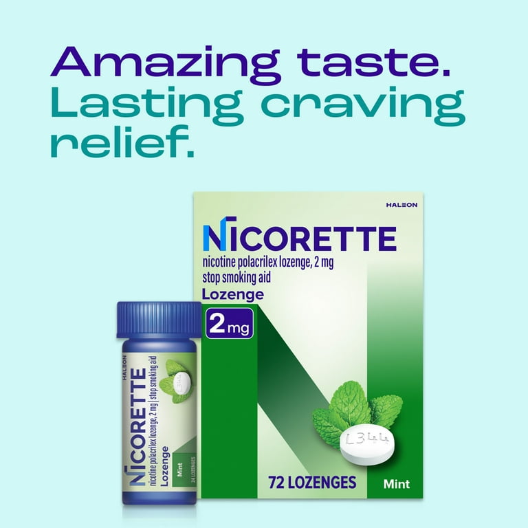 Nicorette 2mg Nicotine Lozenges, Mint Flavor, Stop Smoking Aids, 72 Count  Pack