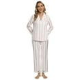 thumbnail image 4 of Baywell Striped Pajamas Set Women Lace Trim Long Sleeve Sleepwear Button Down Nightwear Two Piece Loungewear Set with Two Front Pockets Pink S-2XL, 4 of 5
