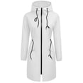 thumbnail image 5 of CFLVAEK Women's Long Rain Jackets Plus Size Drawstring Waisted Waterproof Hooded Trench Coat Outdoor Hiking Windbreaker with Pockets White XL, 5 of 6