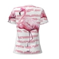 thumbnail image 5 of Wukai Flamingo Casual V-Neck Graphic Tees for Women: Lightweight and Breathable Summer Tops with Stylish Design-Large, 5 of 8
