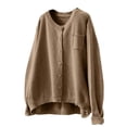 thumbnail image 1 of Duoif Cardigans pour Femmes en Coton Tricoté Veste Automne Vêtements Rétro Littéraires Ample Décontracté à Manches Longues Chandail Veste Automne Vêtements Décontractés Pulls pour Femmes Kaki G, 1 of 8