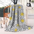 thumbnail image 2 of White Daisy Flower Black Lines Pattern Blanket,Comfortable Soft Flannel Throw Blanket,All Season,Warm Lightweight Blankets for Sofa Bed Couch Living Room Chair,40"x50", 2 of 4