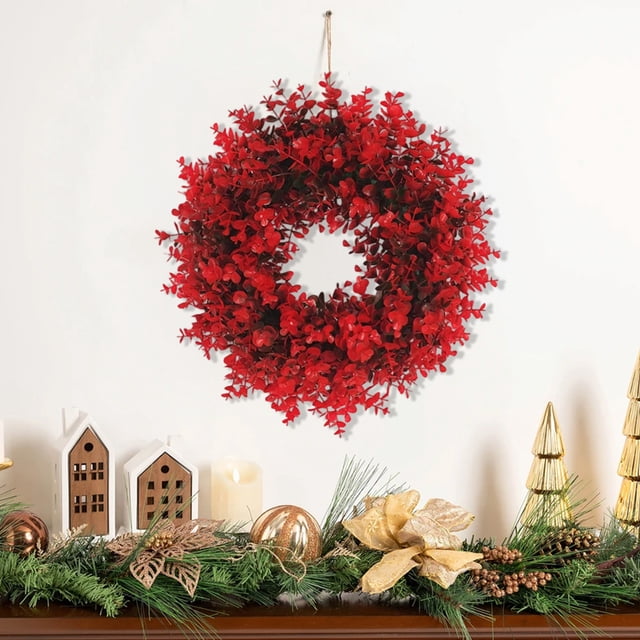 Corona Navideña, Decoración Navideña, Colgante de Puerta, Colgante de Pared, Corona de Ratán, Accesorio para Escaparate, Escenario de Centro Comercial, Regalo