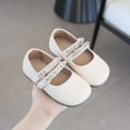 thumbnail image 4 of GiLiling Girls Mary Jane Dress Flats, Rhinestone Double Strap PU Upper, Lightweight Comfortable Princess Ballet Flats (White, 10-10.5 Years), 4 of 5