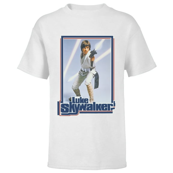 Star Wars Luke Skywalker 70s Retro - Short Sleeve T-Shirt for Kids - Customized-White