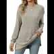 thumbnail image 2 of Camiseta de Larga con Cuello Redondo, Rayas, Color Liso y Abertura para Mujer, Otoño/Invierno 2025, con Bolsillo en el Pecho Albaricoque M, 2 of 9