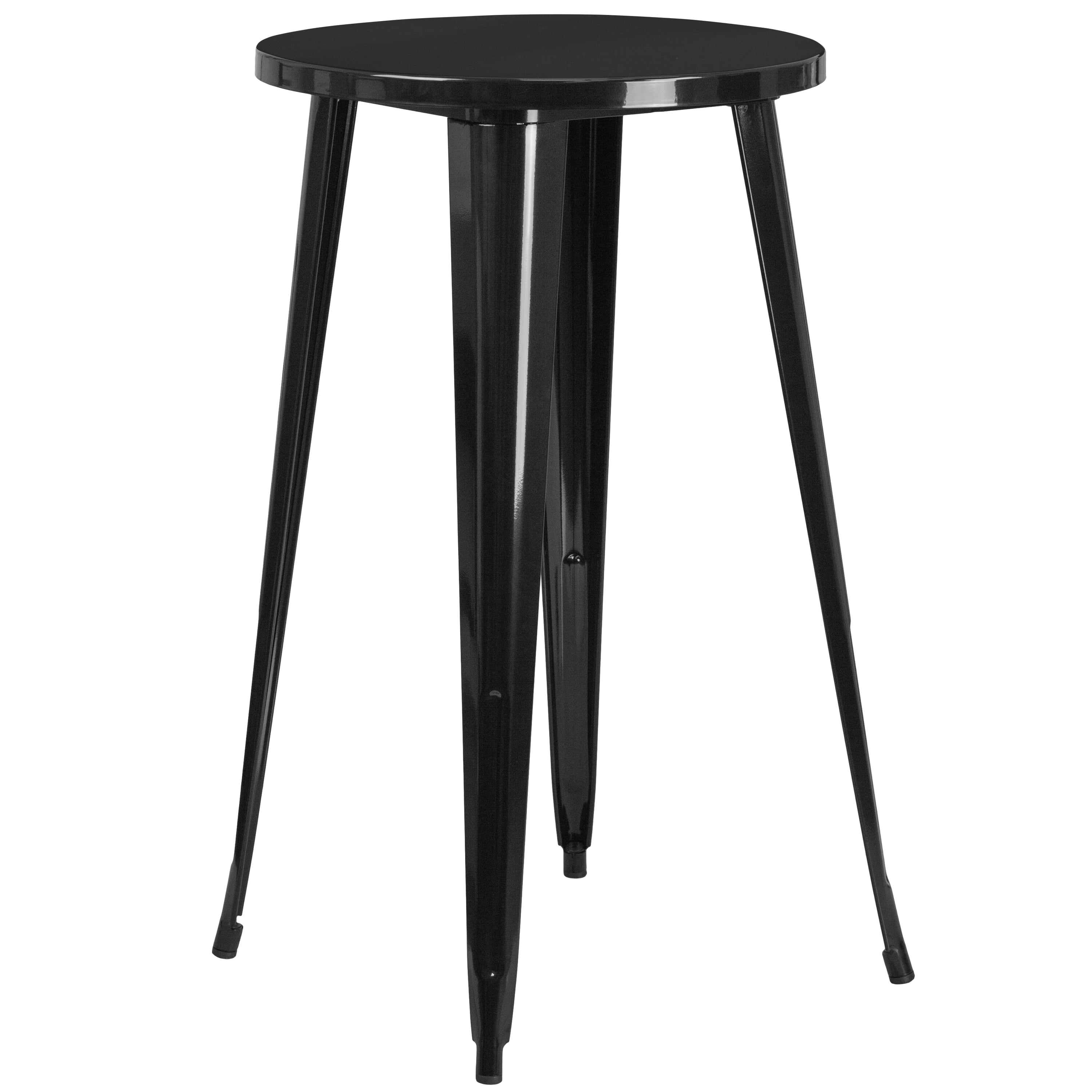 Flash Furniture 24 Round White Metal Indoor-Outdoor Bar Table Set with 2 Cafe Stools