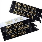 7 Bachelorette Sashes- 6 Bride Tribe Sashes and 1 Bride To Be Sash (Black)