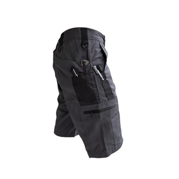 lcziwo Casual Outdoor Cargo Pants for Men Elastic Waist Work Wear Short Pants with Multi Pockets,Gray,S