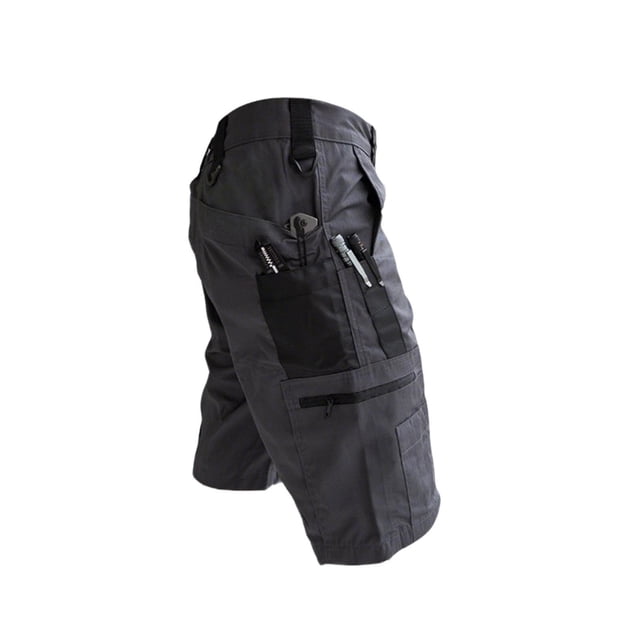 Eryao Pantalon Cargo à Multiples Poches pour Homme, Taille Élastique, Respirant, Plein Air, Camping, Randonnée, Short, Gris, m