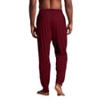 thumbnail image 2 of Men's Solid Color Pajama Pants with Pockets & Drawstring - Cuffed Jogger Sleep Bottoms for Men, Elastic Waist Soft Lightweight Lounge Homewear Wine XL, 2 of 7
