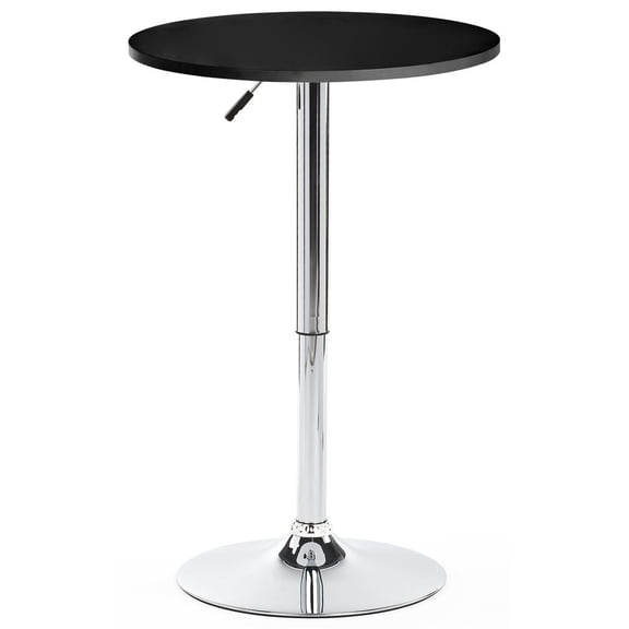 Modern Pub Bar Table, 23.5" Round, Adjustable Cocktail Table, Rotates (Aluminum and Wood) (BRTBLA1B)