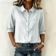 thumbnail image 2 of Dagugfen Cotton Linen Shirts for Women 3/4 Sleeve Button down Collared Neck Lightweight Shirts Business Casual Workwear Tops, 2 of 7