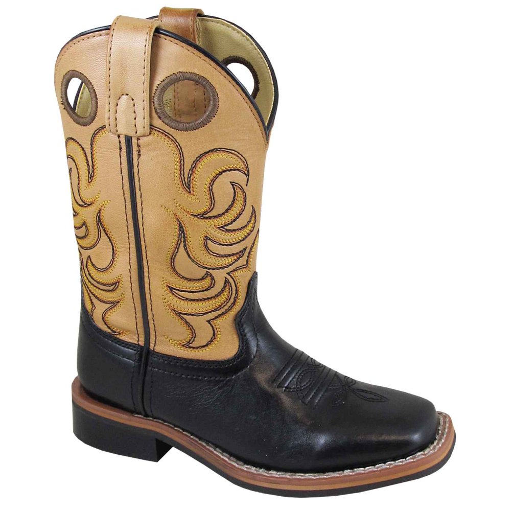 Catan smoky mountain youth jesse leather square toe black/bomber tan