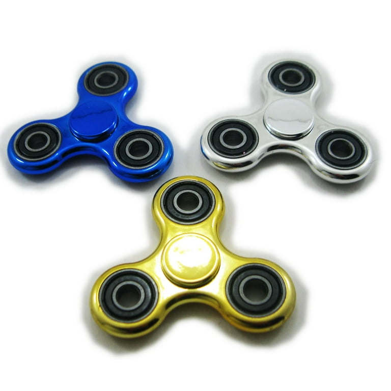 Tri Fidget Hand Spinner 2 Pieces Metallic Metal Toy Stress Reducer Ball  Bearing High Speed Spinners - May help with ADD, ADHD, Anxiety, and Autism  by