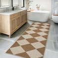 thumbnail image 3 of Garvee 2'x8' Modern Checkered Runner Rug Washable Geometric Carpet, Contemporary Accent Rug Non Slip Low Pile Indoor Outdoor Floor Mats for Bedroom Hallway Kitchen, Coffee, 3 of 7