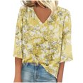 thumbnail image 2 of qILAKOG 3/4 Sleeve Tees for Women Summer Womens V Neck Flowy 3/4 Sleeve Casual Shirts Blouses Tops Women's Long Sleeve Casual Tops Blouses Womens Summer Tops 2024 Tunic T-Shirts, Sky Blue&XXXL, 2 of 5