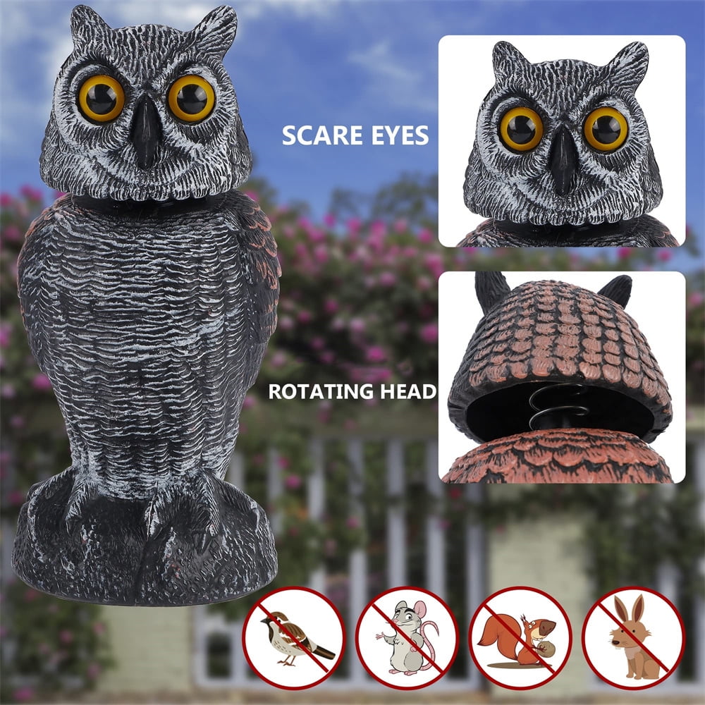 Buy Owl Bird Deterrent with Swivel Head, Standing Figurine, Fake Owl