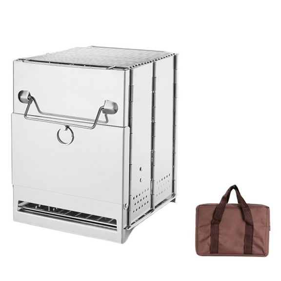 Outdoor Folding Stove Mini Stainless Steel Oven BBQ Camping Picnic Folding Charcoal Stove Outdoor Barbecue Grill - MEDIUM