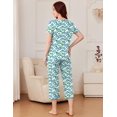 thumbnail image 4 of Ekouaer Pajama Set for Women Short Sleeve Top With Capri Pants Pjs 2 Piece Square Neck Loungewear Soft Sleepwear with Pockets, 4 of 6