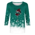 thumbnail image 3 of Camisetas de Navidad para Mujeres, 3/4 Manga Cuello Redondo Blusa con Estampado de Vacaciones, Top de Moda Casual, 3 of 5