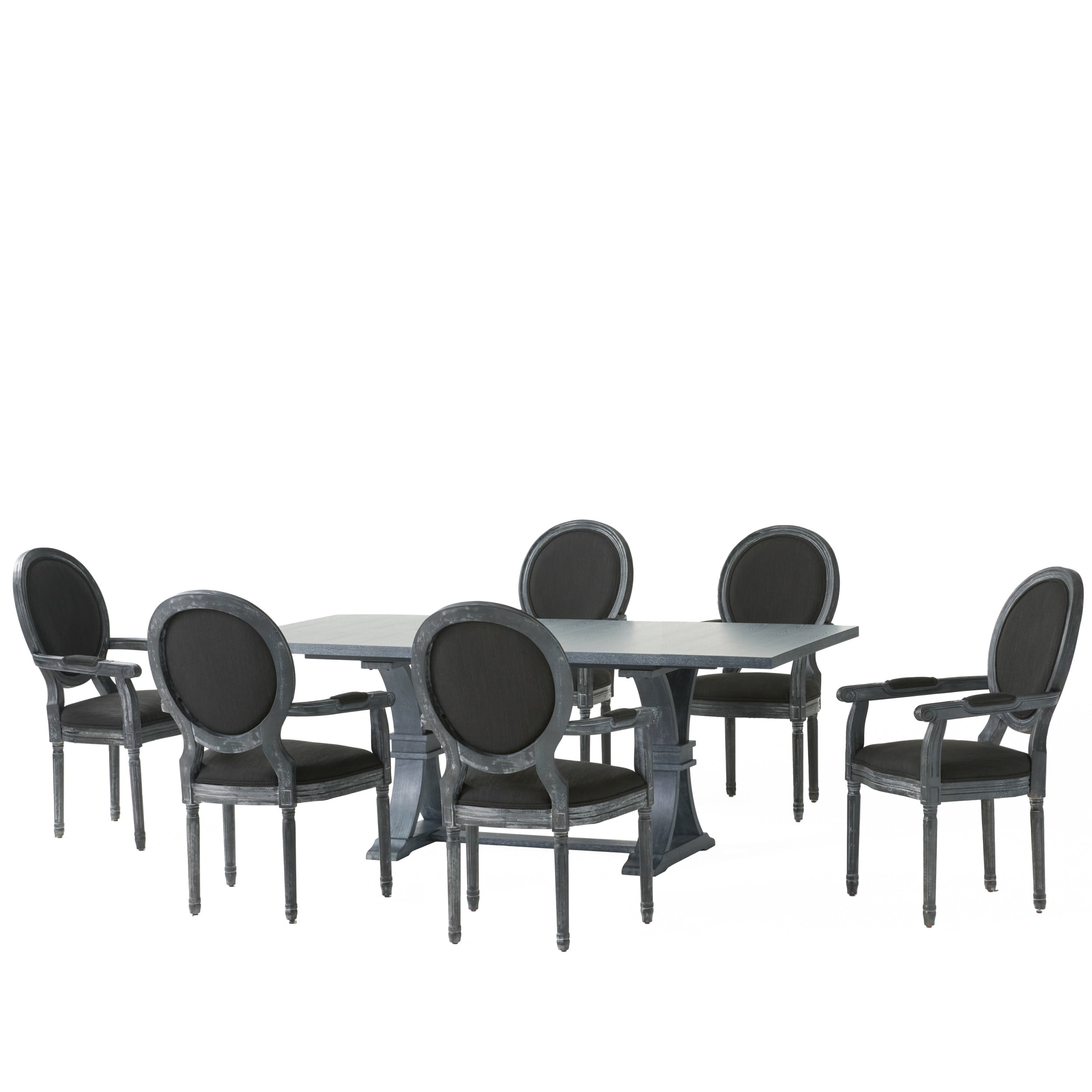 pork Competitive Rarely Aisenbrey French Country Wood 7-Piece Expandable Dining Set, Natural and  Beige - Walmart.com