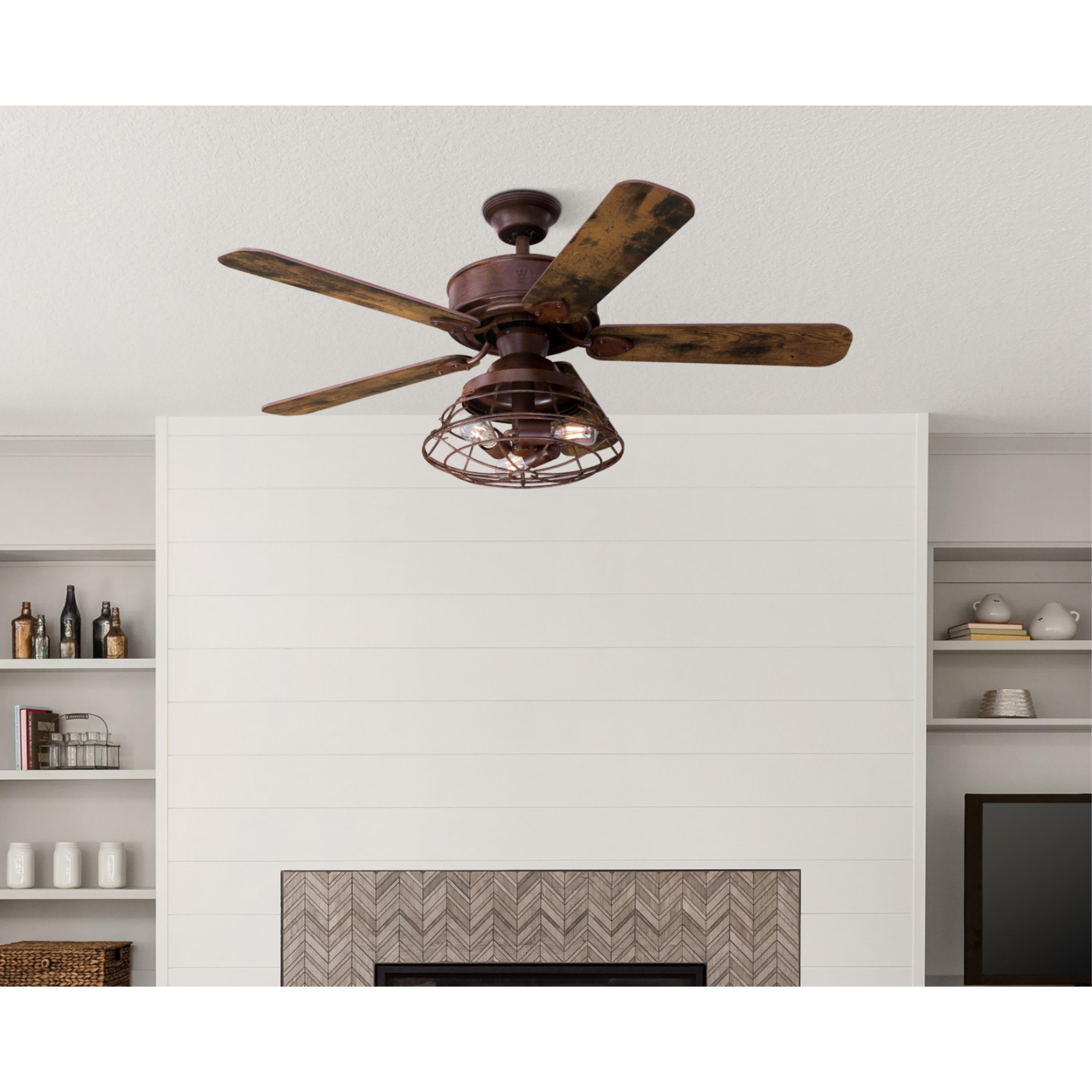 Ventilateur De Plafond Westinghouse Barnett 122 Cm Marron Avec LED Et Télécommande