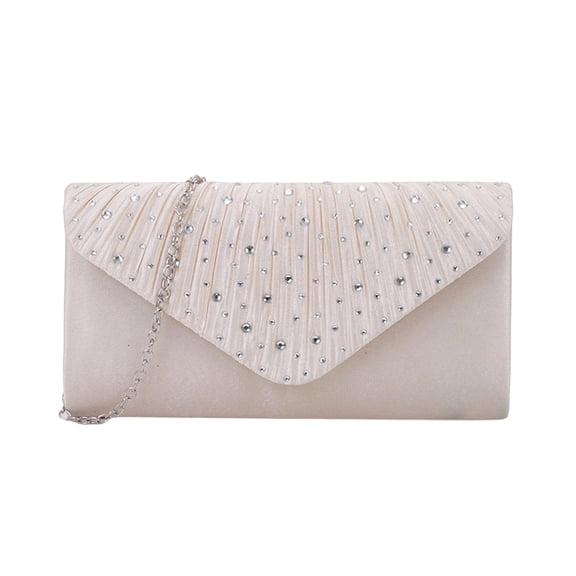 Alkepwun Clutch Purses for Women Frosted Satin Rhinestone Decor Envelope Bag Casual Versatile Chain-Strap Evening Purse for Party Prom Wedding