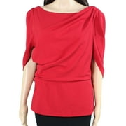 Adrianna Papell Womens Blouse Cardinal Red Crepe Cowl-Back $109