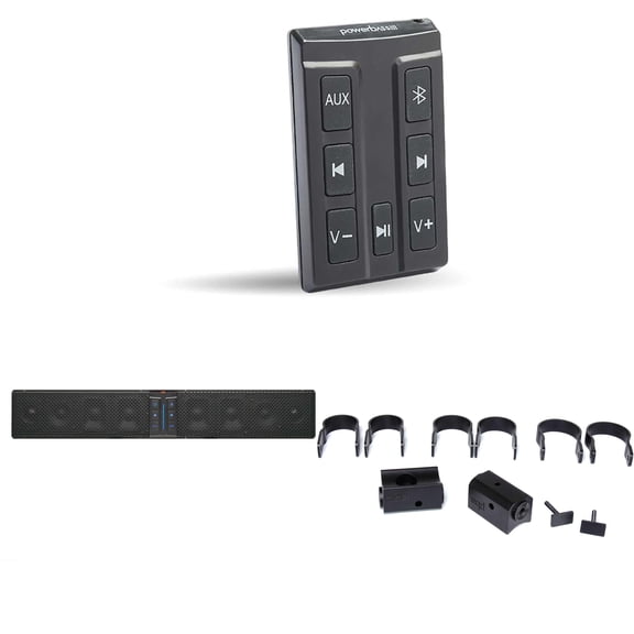 PowerBass XL-850 - 8 Speaker System Bluetooth Powersports Sound Bar with XL-SBCONRF - XL Soundbar External Wireless Controller & XL-SBTCLAMP - Thin C Clamp Compatible with 1.5", 1.75", 2" Bars - Pair
