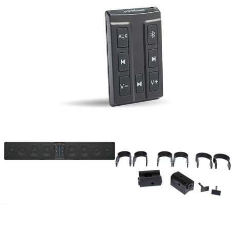 PowerBass XL-850 - 8 Speaker System Bluetooth Powersports Sound Bar with XL-SBCONRF - XL Soundbar External Wireless Controller & XL-SBTCLAMP - Thin C Clamp Compatible with 1.5 1.75 2 Bars - Pair