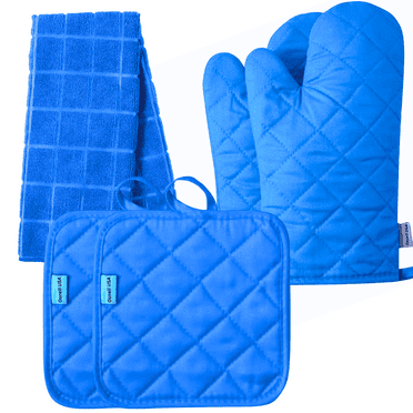 Kitchen Towels Set - Towel Linen Set - Includes: 2 Oven mitt, 2 Pot Holders, 1 Dish Towels -Teal