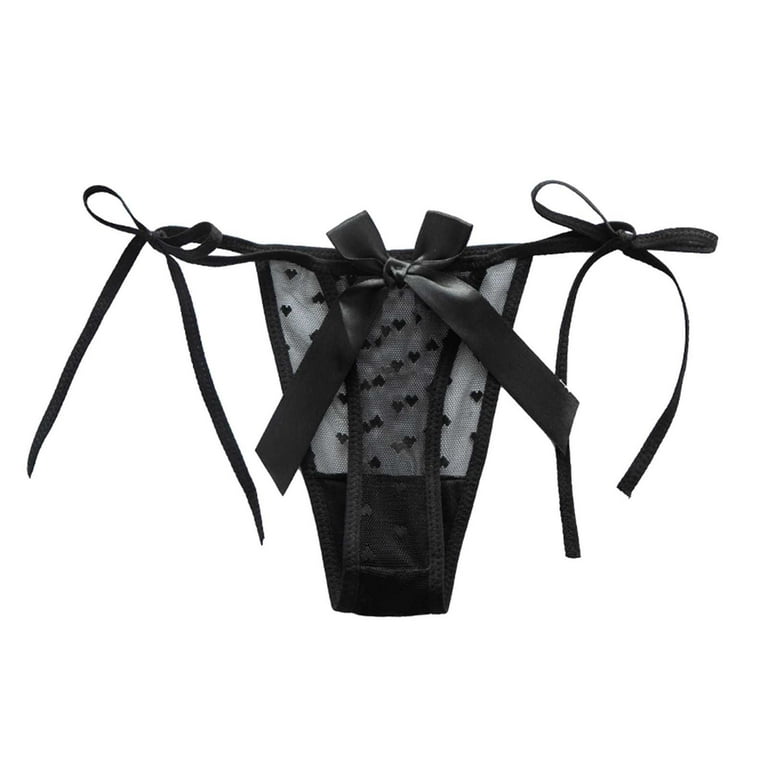 Women Sexy Lace Thong Thin Strap Bow Heart Lace Ladies Panties No Show  Underwear Women Seamless (Black, M) : : Clothing, Shoes &  Accessories