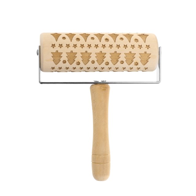 CIMAXIC Rouleau de Gravure de Noël en Bois Gravé Rouleau de Rouleau à Main Professionnel pour Maison Magasin Restaurant Style Arbre de Noël