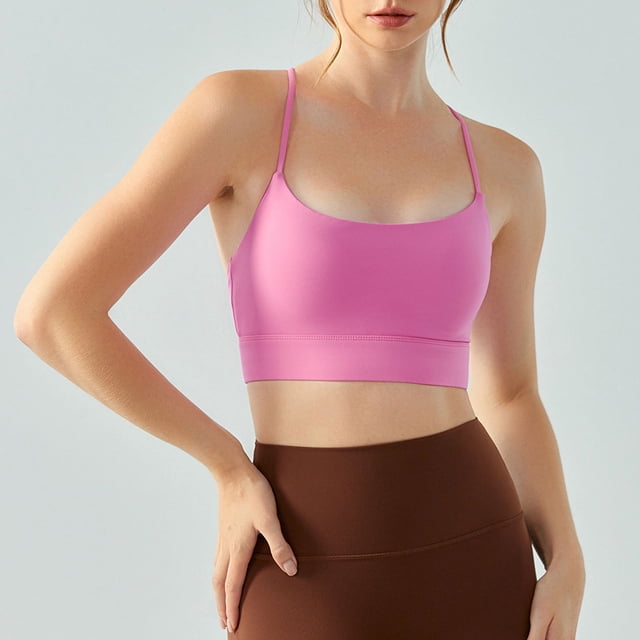 Chaleco de yoga nude para mujer, posavasos semifijo en forma de U, sujetador deportivo de color sólido, sexy, con tirantes, ropa interior de fitness para la espalda