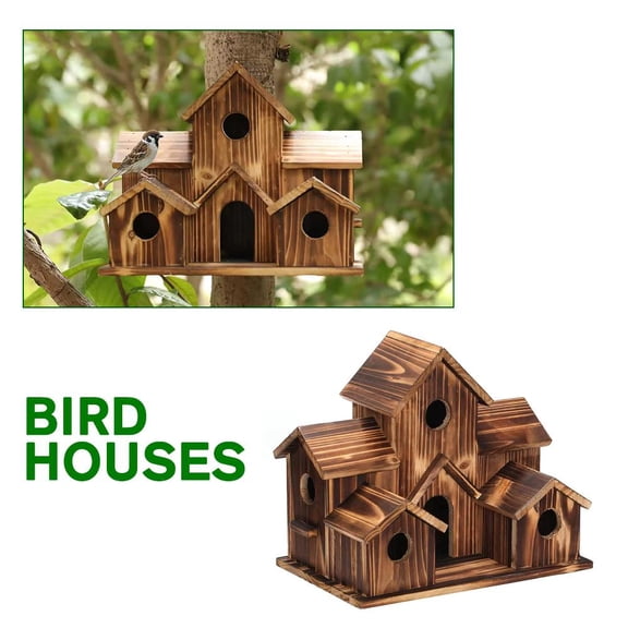 NOVELAR Wooden Bird House with 5 Separate Compartments, Easy-Clean Back Doors and Ventilation, Perfect for Creating a Bird Sanctuary in Your Yard