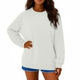 thumbnail image 2 of Resicozy Womens Plus Size Solid Color Sweatshirts Long Sleeve Hoodies Fall Crew Neck Pullover Trendy Tops 2025 White XL, 2 of 4