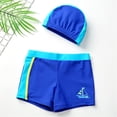 thumbnail image 2 of LNMQLPDBS Swimsuits for Kids Pattern Printed Elastic Swim Shorts with Striped & Swimming Cap 2pcs Outfits Quick Dry Beach Swimwear Toddler Rashguard Boy Hot Spring Swimsuit A 6-7 Years, 2 of 6