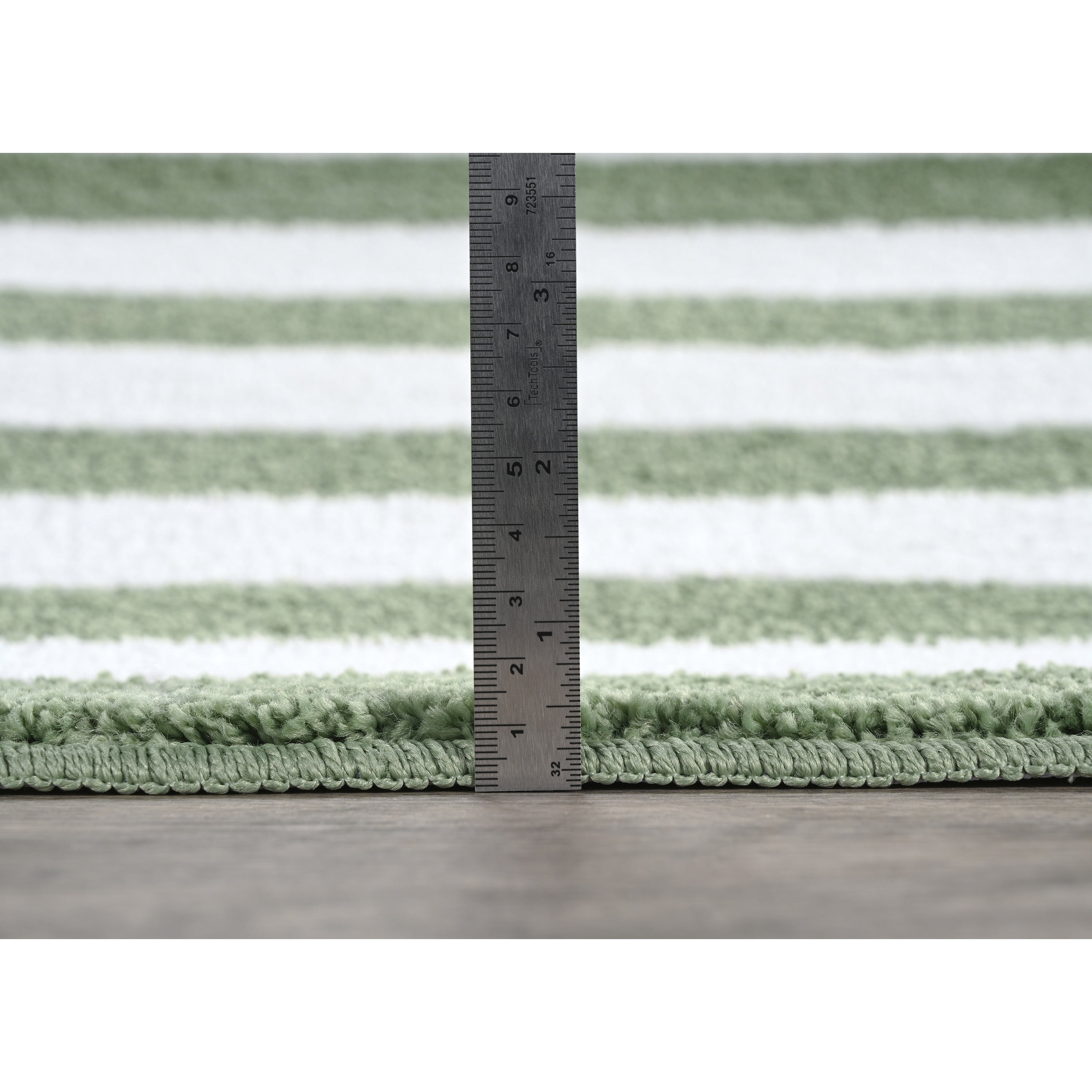 Garland Rug Beach Stripe Washable Deep Fern/White Bathroom Rug, 21" x 34"