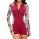 thumbnail image 3 of Traje de baño deportivo de una pieza con protección contra erupciones para mujer, traje de baño para surf, traje de baño de manga corta con cremallera frontal acolchada, 3 of 5