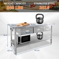 thumbnail image 2 of Table de Préparation en Acier Inoxydable Robuste avec 3 Tiroirs et Tablette Ajustable, Établi Commercial à 2 Niveaux avec Porte-Essuie-Tout, 1460 Lb pour Restaurant Cuisine Service Alimentaire, 150 180 cm, 2 of 7