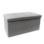 TOUCH-RICH Storage Mini Ottoman Folding Footstool, Removable Storage Cabinets, Foot Rest Stools or Seats with Line Fabric Memory Foam , Gray, 30''x 15''x 15''